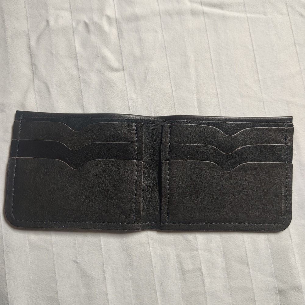 Bison Leather Wallet Mens OS Dark Brown Bifold Handmade Helena Montana - Picture 3 of 6
